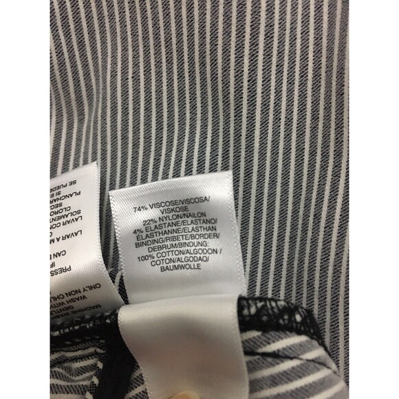 Rachel Roy Dress Navy Blue Striped Faux-Wrap Size 12 Ruffle Waist Tie Sleeveles - Picture 5 of 9